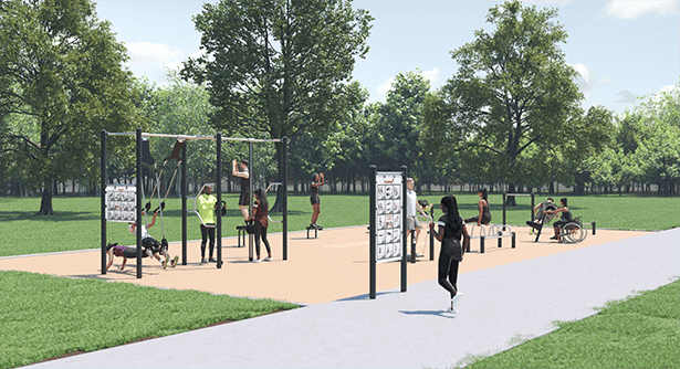 Outdoor fitness area at South Courtice Arena