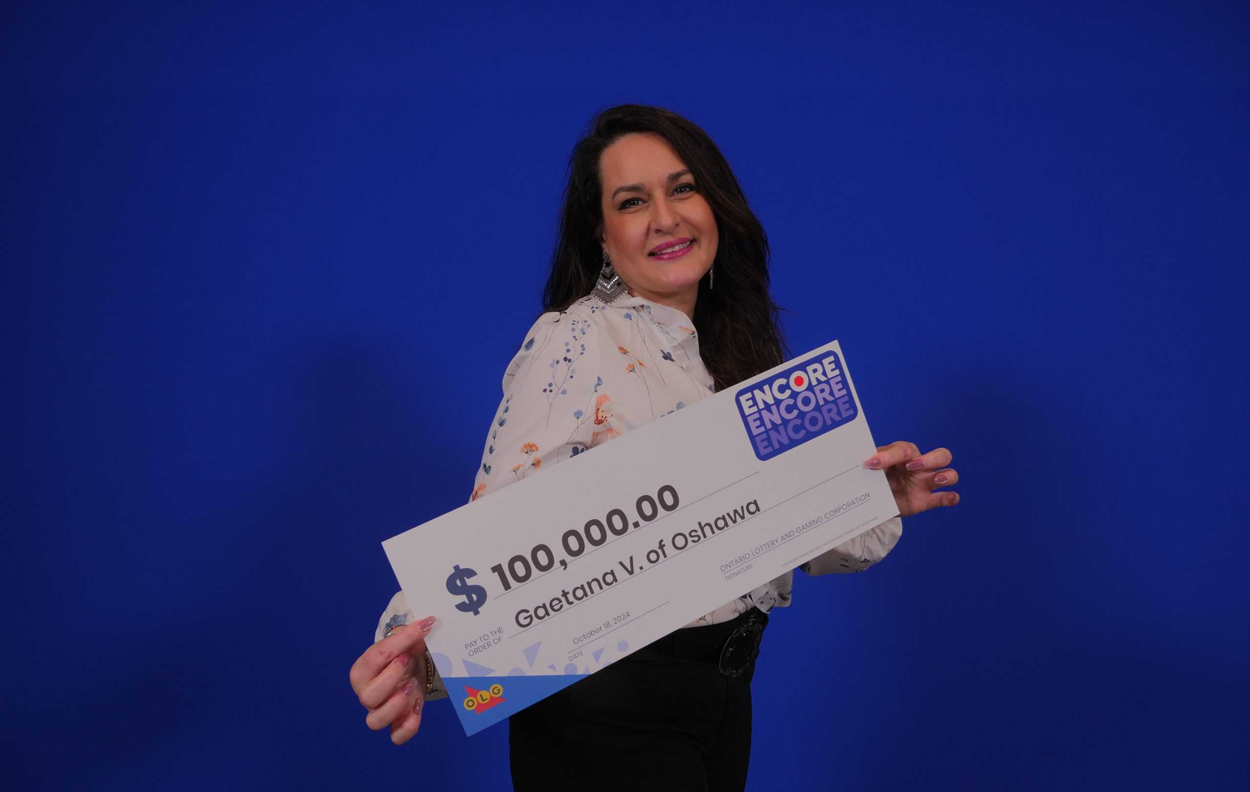 Gaetana Vella of Oshawa won $100,000 in LOTTO MAX