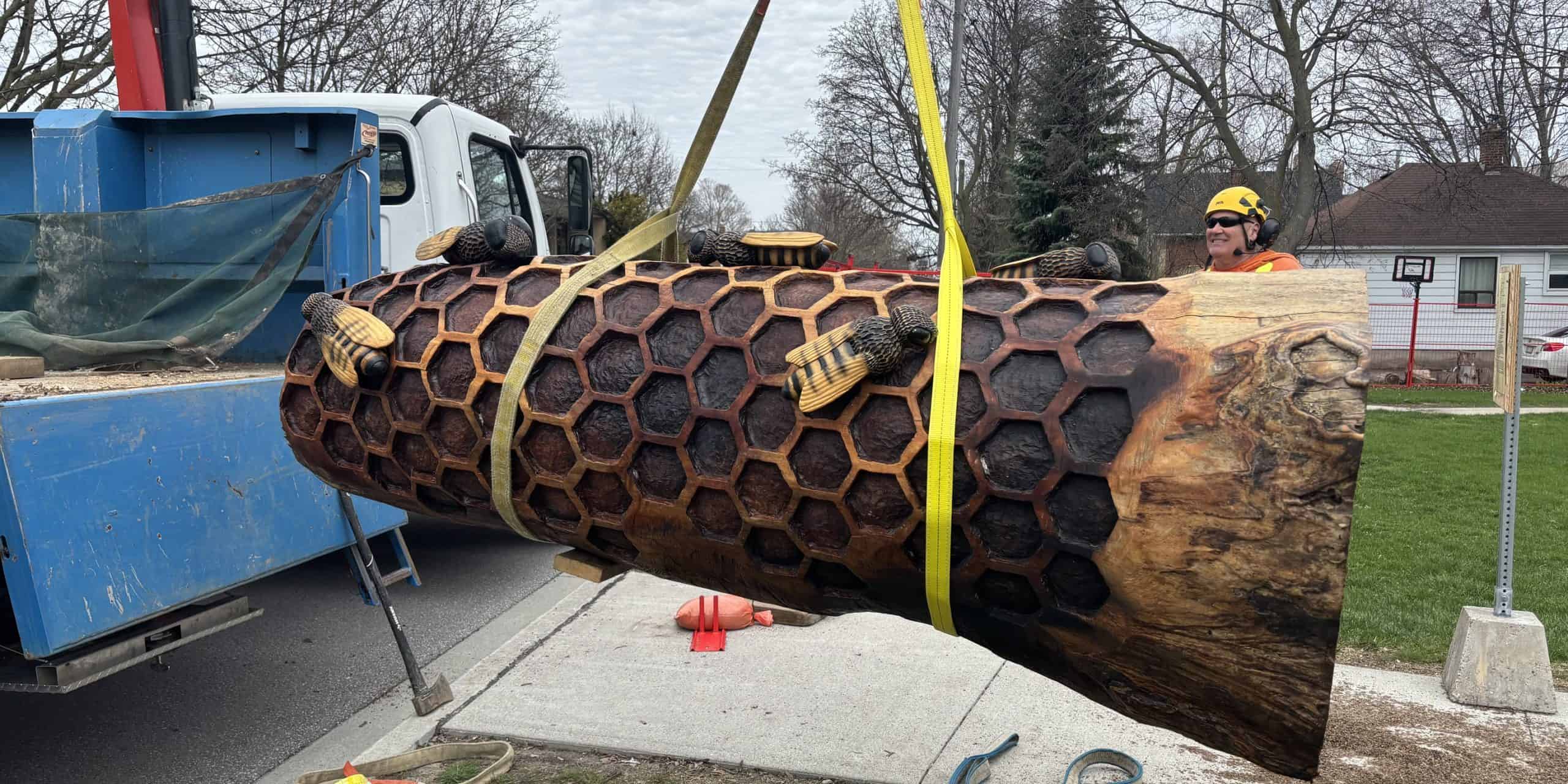Missing bee sculpture in safe storage